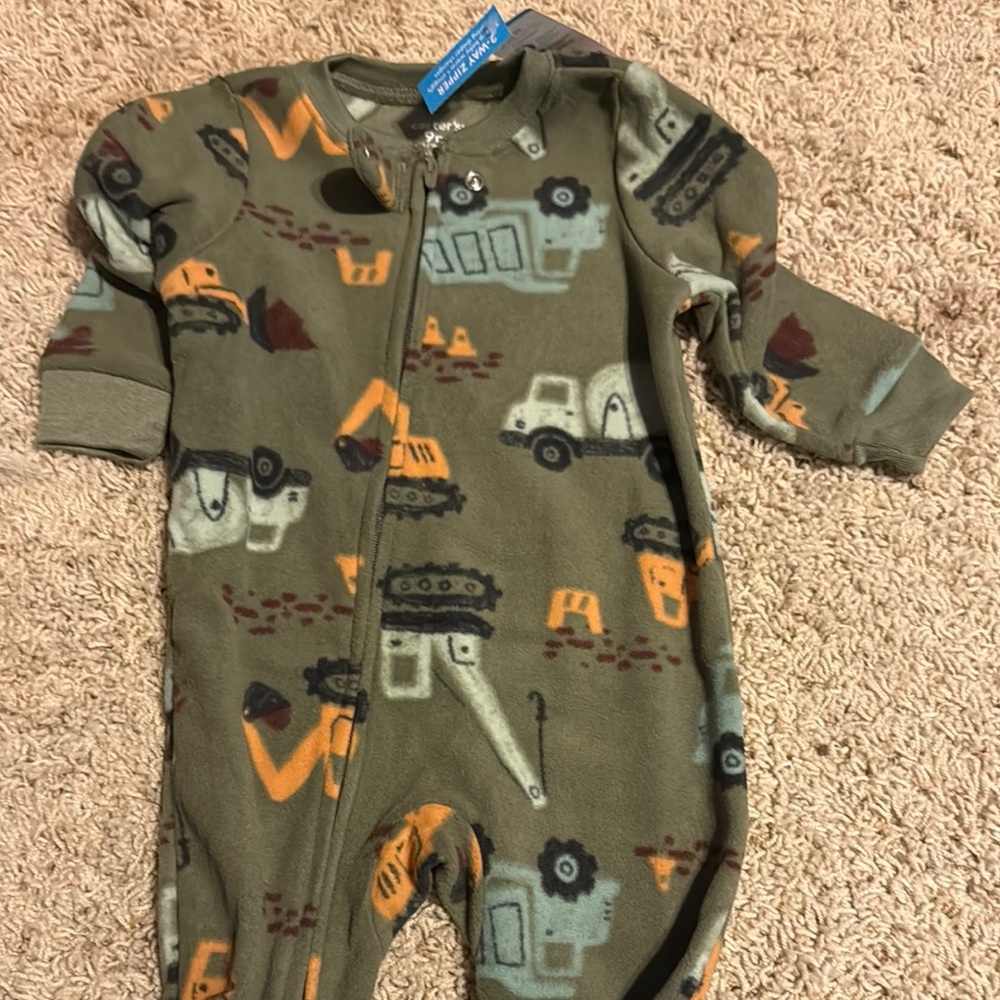 Kids Construction Print Footie Pajamas